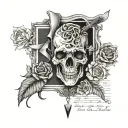 hanging notepad with signatures tattoo design idea