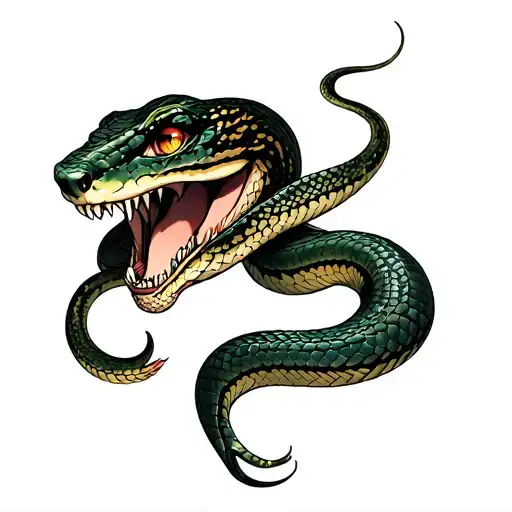 Women's and snake face tattoo design idea