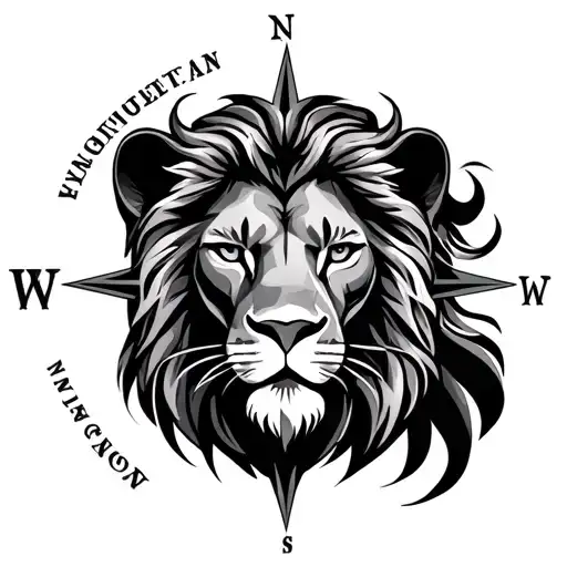 Lion Compass tattoo design idea