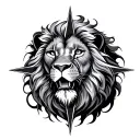 Lion Compass tattoo design idea