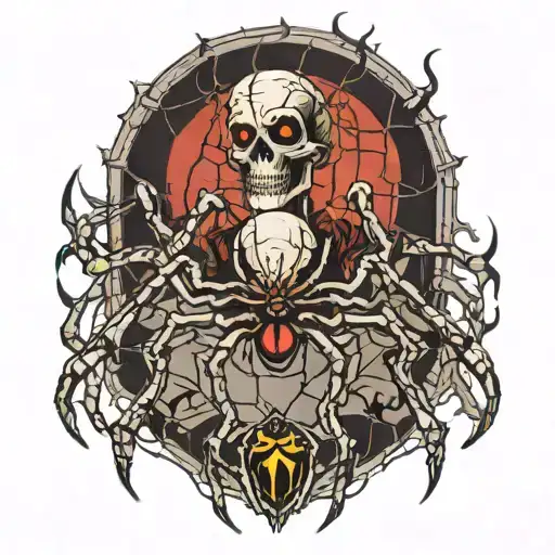 haunted foresf with spiders gothic tattoo design idea