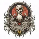 haunted foresf with spiders gothic tattoo design idea