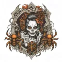 haunted foresf with spiders gothic tattoo design idea