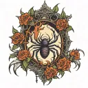 haunted foresf with spiders gothic tattoo design idea
