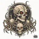 haunted foresf with spiders gothic tattoo design idea