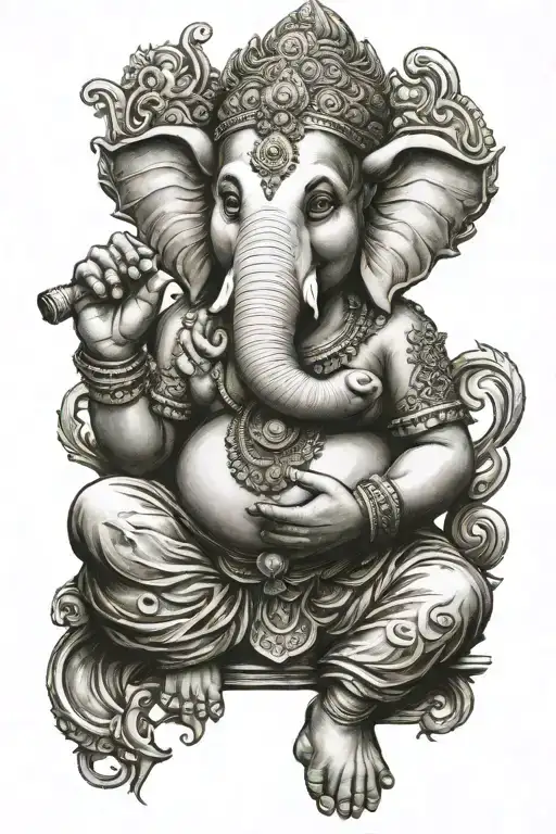 lord ganesha sitting tattoo design idea