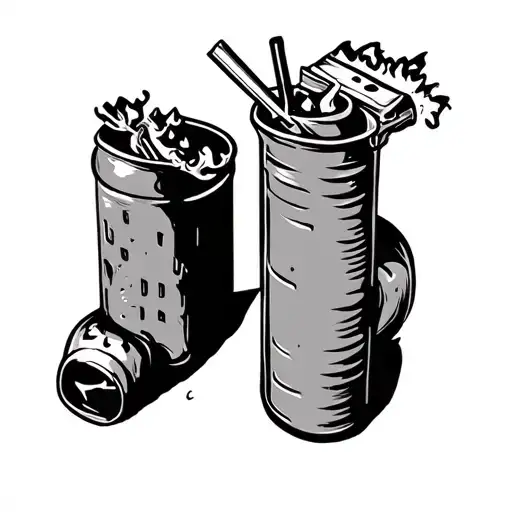 two molotov cocktails as twin towers tattoo design idea