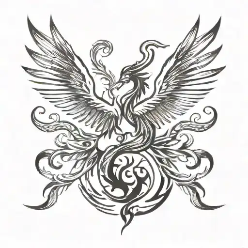 Phoenix and Dragon tattoo design idea