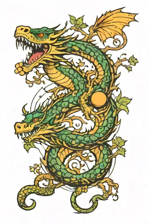 dragon earth Jupiter tree tattoo design idea