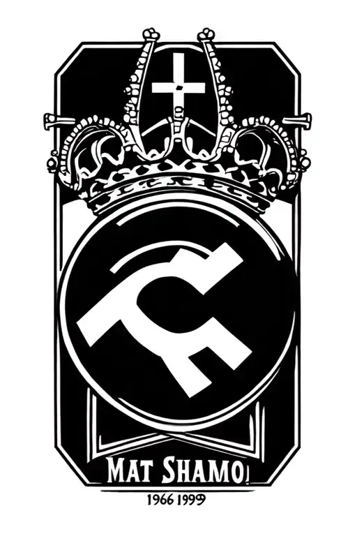 "Mat Shamo 1966 1999" Real Madrid Logo infused with Cross  tattoo design idea