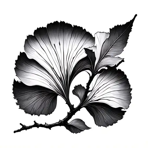 Branch then ginkgo tree leaf tattoo design idea