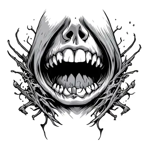 horror throat surrounded tattoo design idea