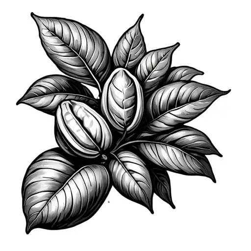 cocoa bean plant tattoo design idea