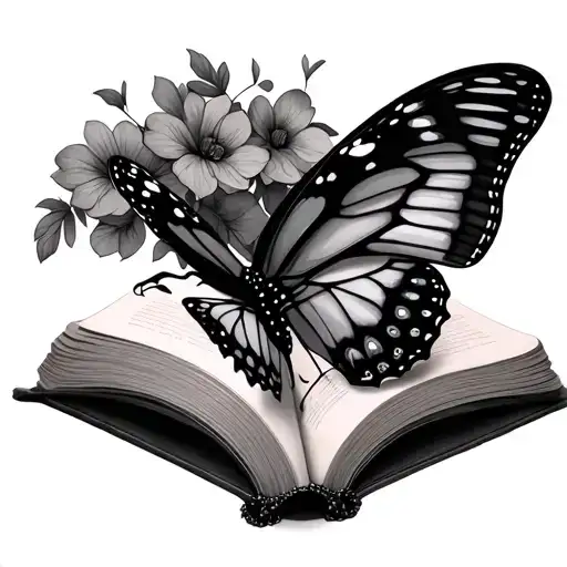 semicolon butterfly that fly out of book open tattoo design idea