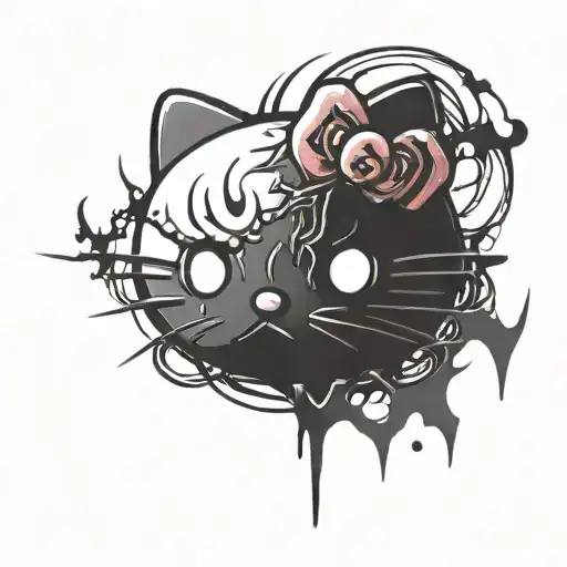 hello kitty black metal tattoo design idea