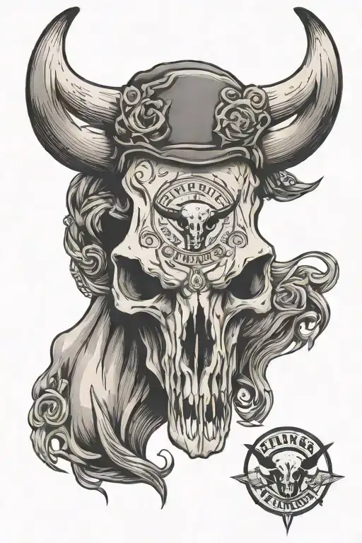 state of Texas longhorn skull with redneck pride  tattoo design idea