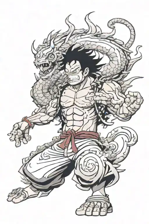 luffy gear 5 vs kaido dragon form tattoo design idea