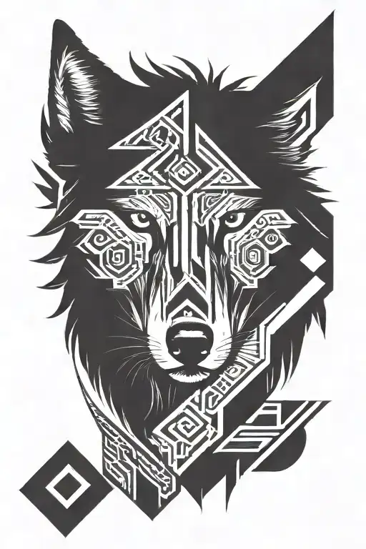 wolf looking straight tattoo design idea
