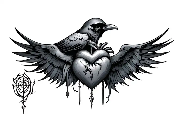 Grim Reaper Sacred Heart raven tattoo design idea