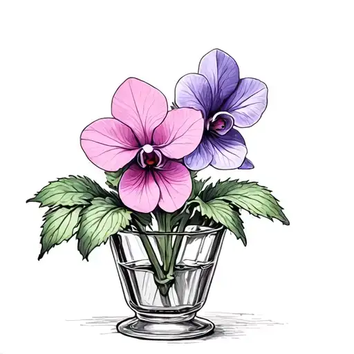 honey glass filled and African violets, tattoo design idea