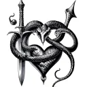 snake heart and dagger tattoo design idea