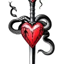snake heart and dagger tattoo design idea