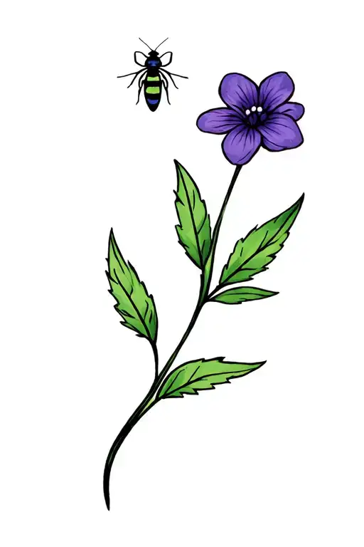 violet flower with a lightning bug inspired tattoo tattoo design idea
