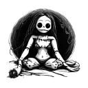 voodoo doll sitting tattoo design idea