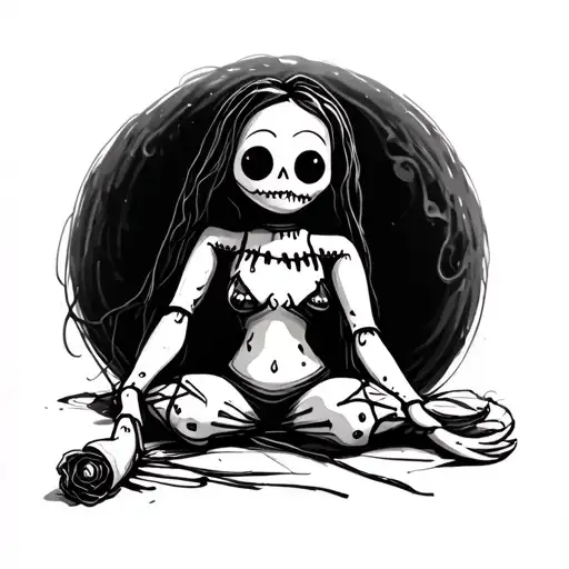 voodoo doll sitting tattoo design idea