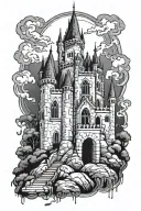 gothic castle ruins tattoo design idea