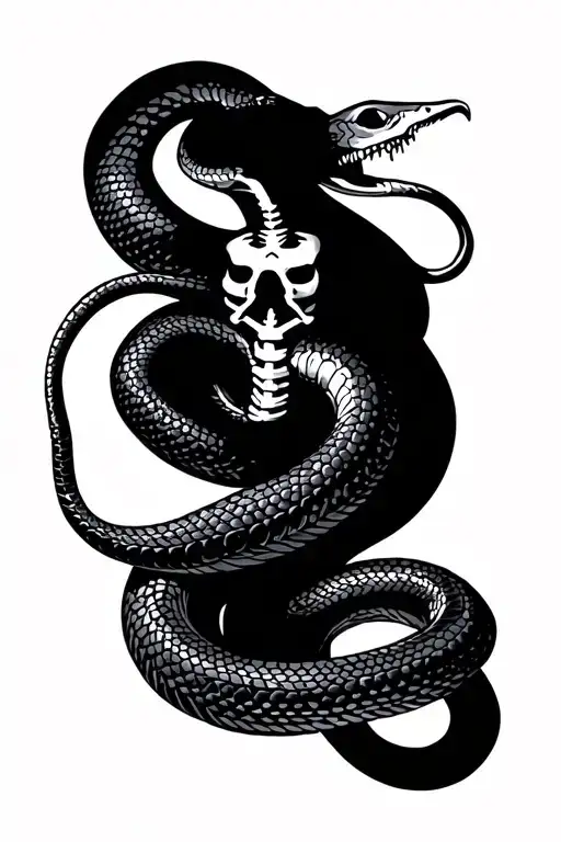 snake slithering skeleton snake tattoo design idea