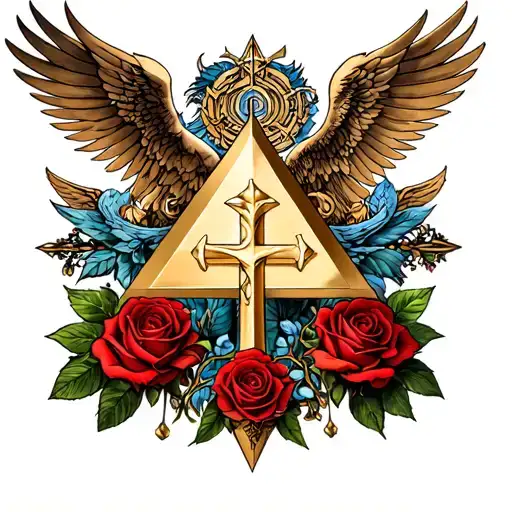 Rose croix pyramide 7 heavenly virtues tattoo design idea