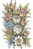  corn flower and protea  tattoo design idea