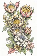  corn flower and protea  tattoo design idea