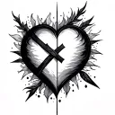 half heart half cross  tattoo design idea