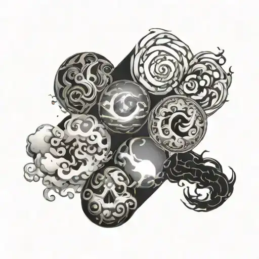 Tattoo Concept:Background in 4 layers: The four elements (earth, water, air and fire) are used as a background, stacked  tattoo design idea