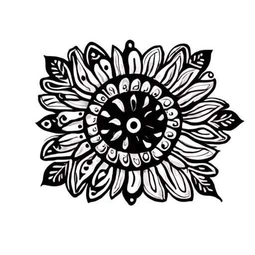 Taino Mehndi patterns integrating family and sun tattoo design idea