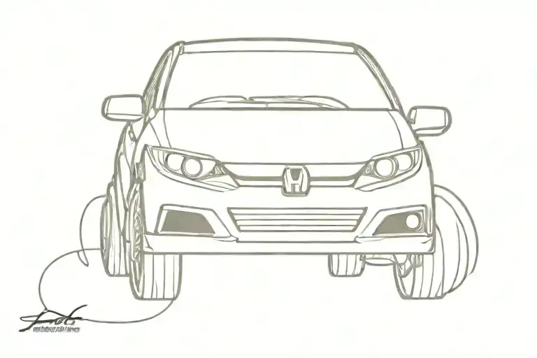 cartoon honda civic with eyes front view tattoo design idea