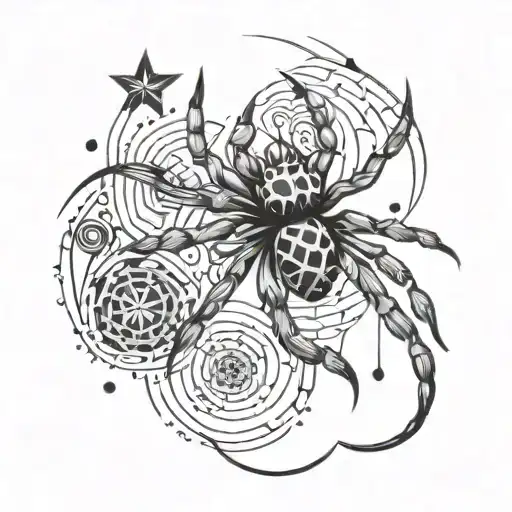 spiders,stars,spirals tattoo design idea