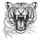 I want a tattoo design of a realistic tiger climbing up a back that looks as evil as possible. no a tattoo design idea