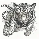 I want a tattoo design of a realistic tiger climbing up a back that looks as evil as possible. no a tattoo design idea