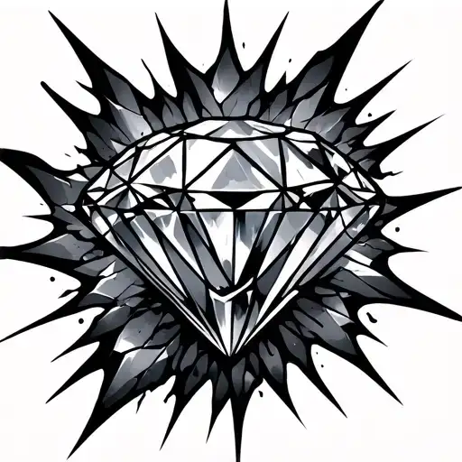 shattered diamond jewel tattoo design idea