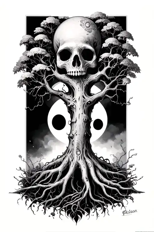 poison tree with medussa and semi colon tattoo design idea