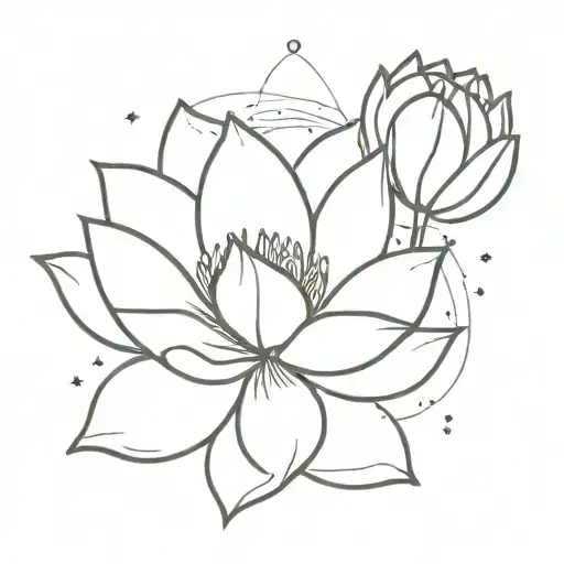 lotus flower and Capricorn constellation tattoo design idea