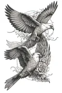 life and deat birds flying away, power and strength, balance mindset. tattoo design idea
