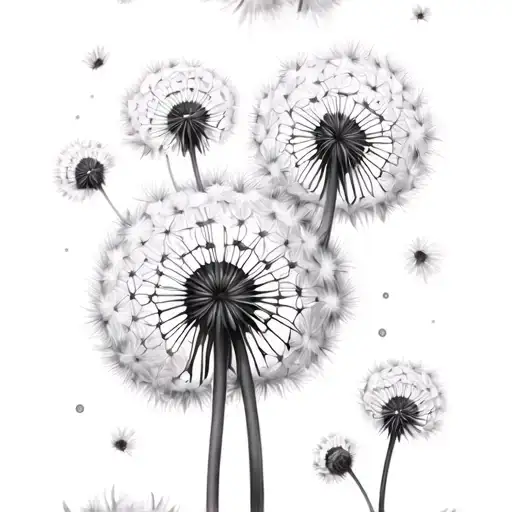 dandelion flowers and 3 papolons tattoo design idea