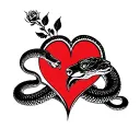 snake wolf rose heart tattoo design idea