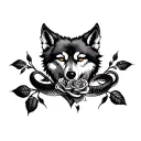 snake wolf rose heart tattoo design idea