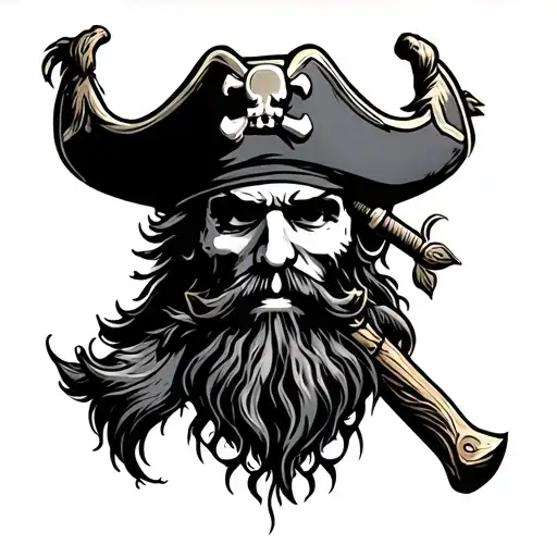 muscular blackbeard pirate tattoo design idea