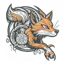 a pin (like mozilla firefox) with a fox revolving it, like kurama from naruto  tattoo design idea